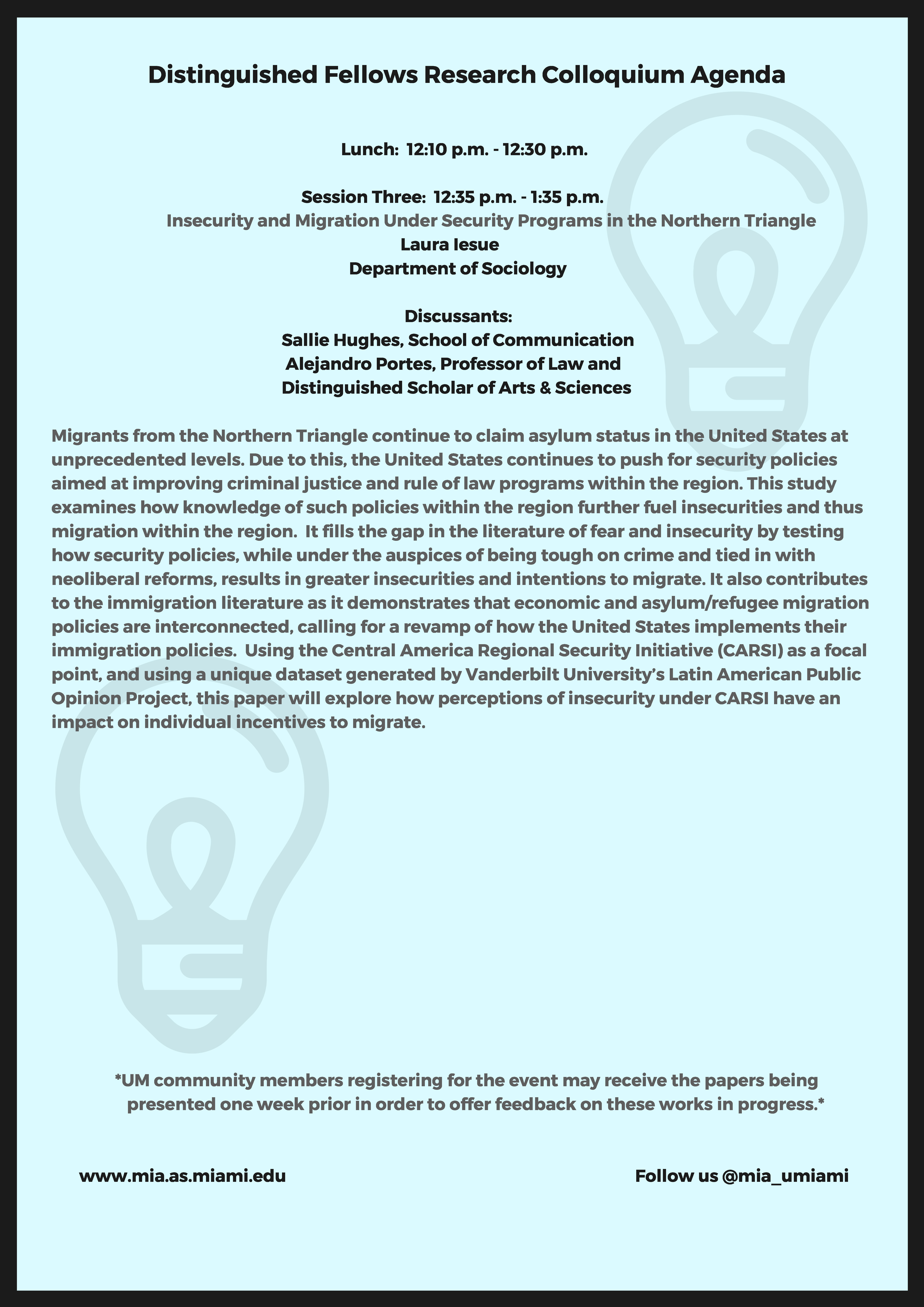 UMIA Distinguished Fellows Research Colloquium